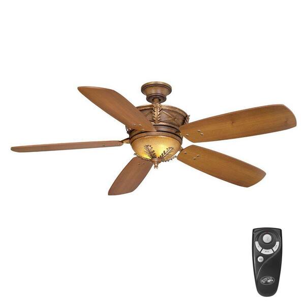 Hampton Bay Eden Lake 54 in. Indoor Distressed Walnut Ceiling Fan with Light Kit and Remote Control