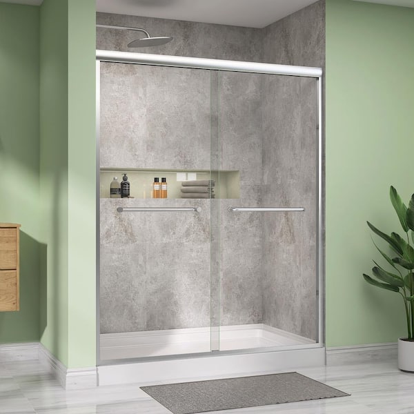 【FEPL】23FW★ New Wave Meteo 1300 Brushed Hood Zeafive 50 to 54 in. W x 72 in. H Double Sliding Shower Door