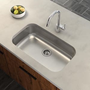 1800 Series Stainless Steel 30.5 in. Single Bowl Undermount Kitchen Sink with 7 in. Depth