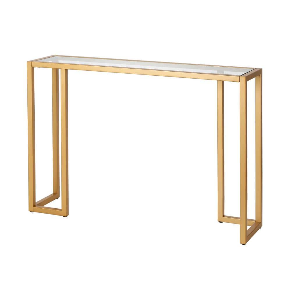 Oscar 42'' Brass & Glass Modern Industrial Console Table with Storage