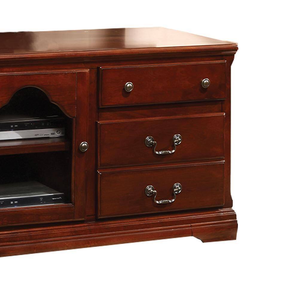 Hercules Cherry Wood TV Stand with Glass Doors