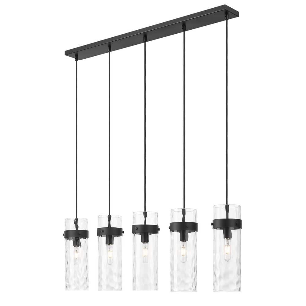 Fontaine 5 Light Matte Black Linear Chandelier for Indoor Use with No Bulbs