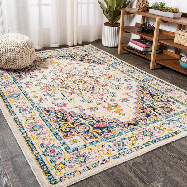 Brooklyn Geometric Medallion Beige/Ivory 8 ft. x 10 ft. Area Rug