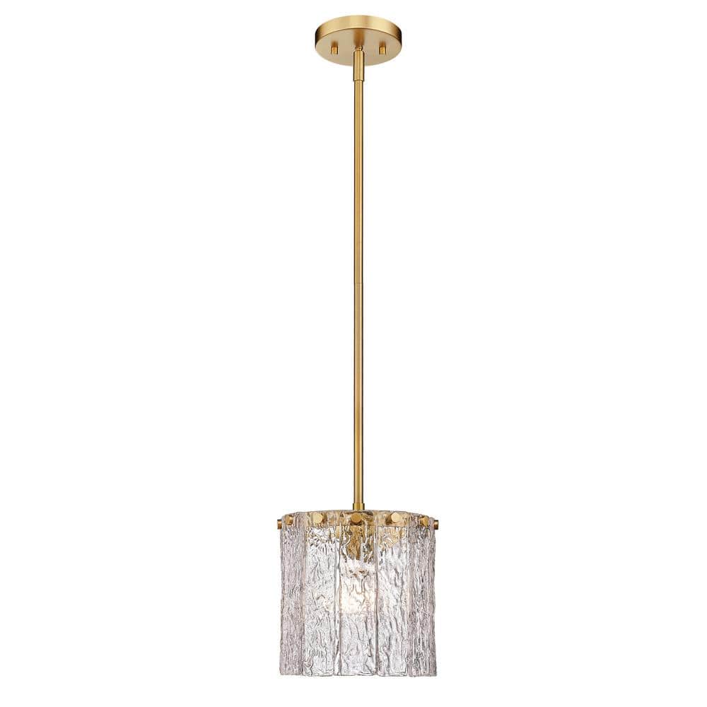 Glacier 1-Light Modern Gold Pendant-Light with Glass Shade