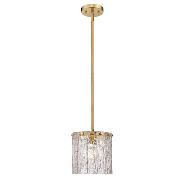 Unbranded Glacier 1-Light Modern Gold Pendant-Light with Glass Shade