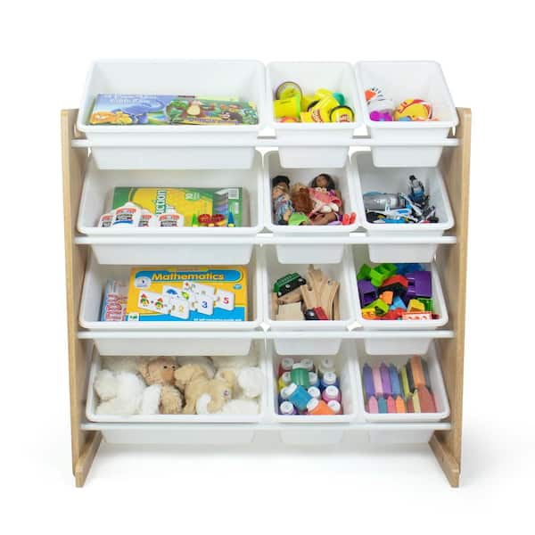 Wooden Toy Storage Box Unit Kids Chest Plain Wood Boxes Children Room on Wheels 