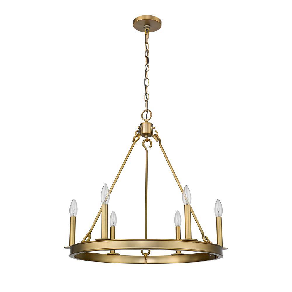 Olde Brass 6-Light Candle-Inspired Chandelier