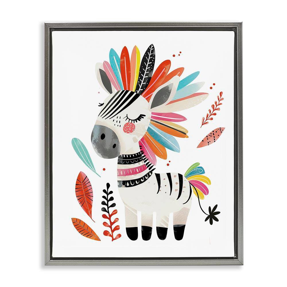 Rainbow Blooms Zebra by LSR Design Studio Gray Floater Frame Animal Graphic Art Print 31 in. x 25 in. price history on PriceWatchPro