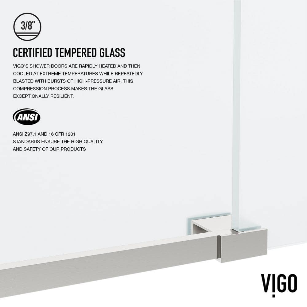 Elan 60-Inch Frameless Frosted Glass Sliding Shower Door