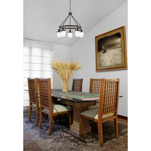 Jaxon 5-Light Oil Rubbed Bronze Industrial Wagon Wheel Chandelier for Dining Areas with No Bulbs Included