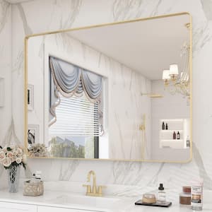 40 in. W x 30 in. H Rectangular Aluminum Alloy Framed and Tempered Glass Wall Bathroom Vanity Mirror in Brushed Gold