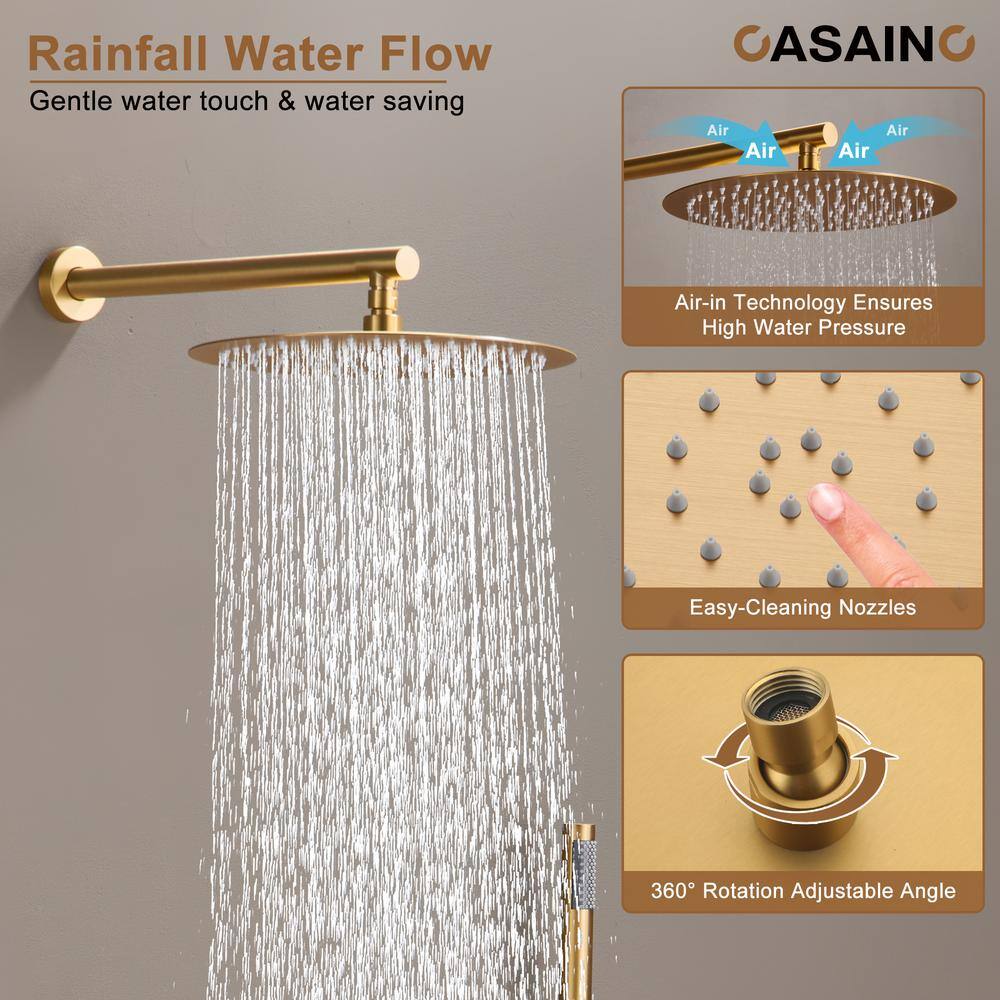Brushed Gold Multi-Head Thermostatic Rain Shower System
