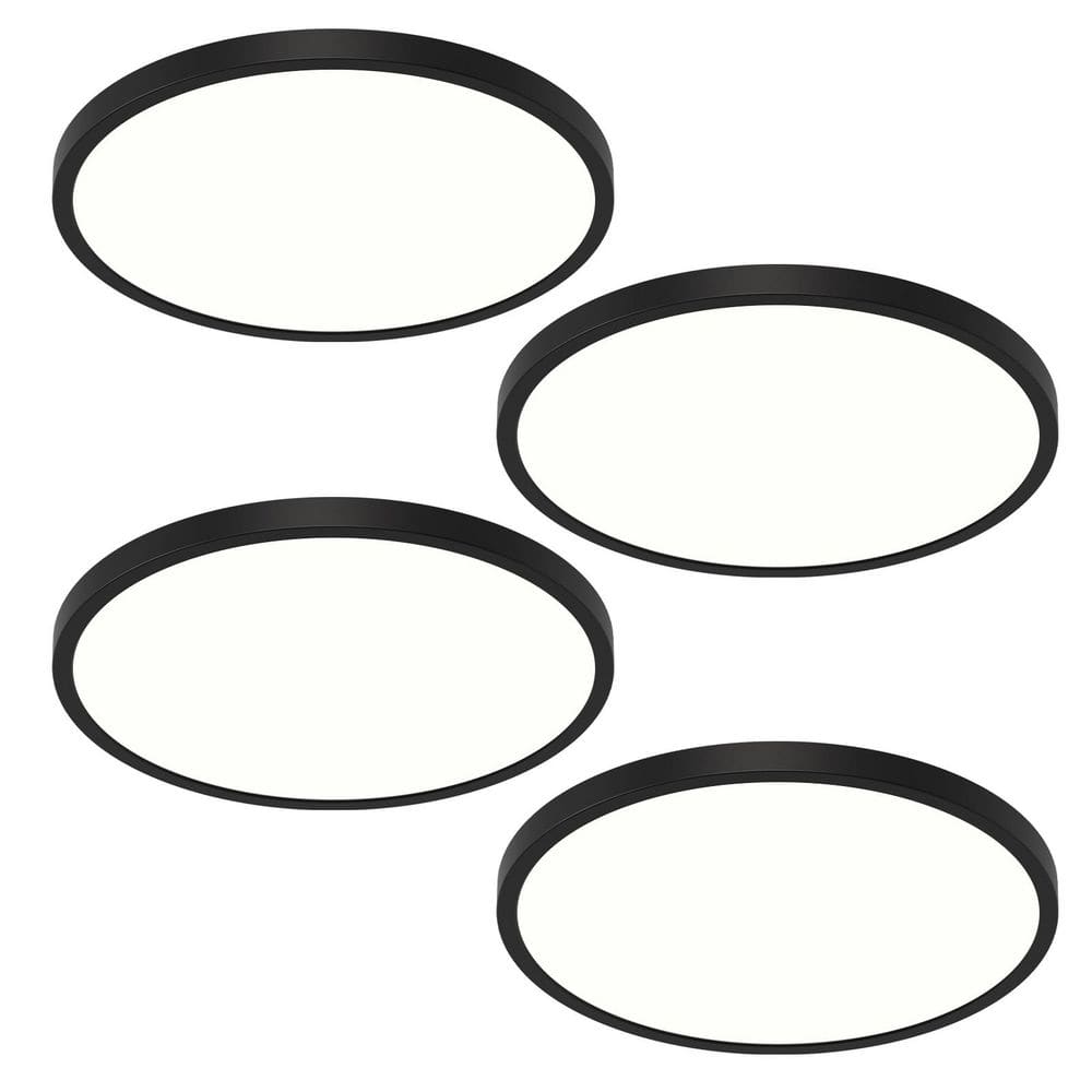 4-pack 16 in. Modern Black Round Integrated LED Flush Mount CeilIng Light 30-Watt 1800LM 2700K to 5000K Dimmable price history on PriceWatchPro