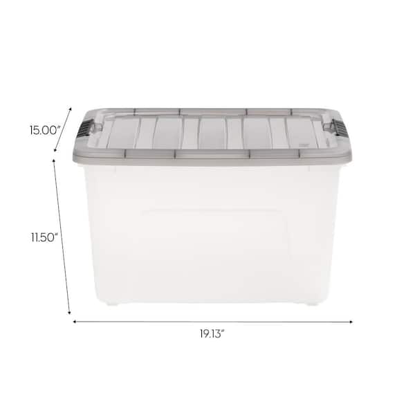 Iris USA, 40 Quart Stack & Pull Clear Plastic Storage Box, Gray