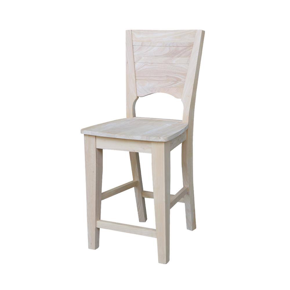 Rustic Farmhouse 24" Solid Wood Counter-Height Stool, Natural Finish