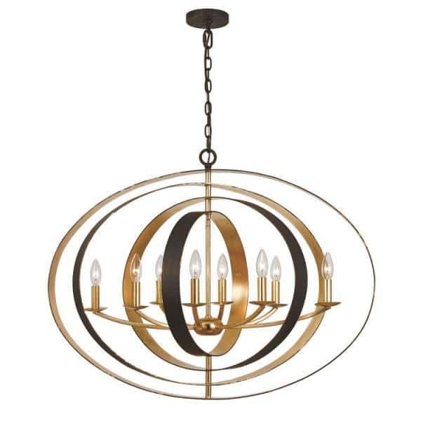 Luna 8-Light English Bronze and Crystal Chandelier