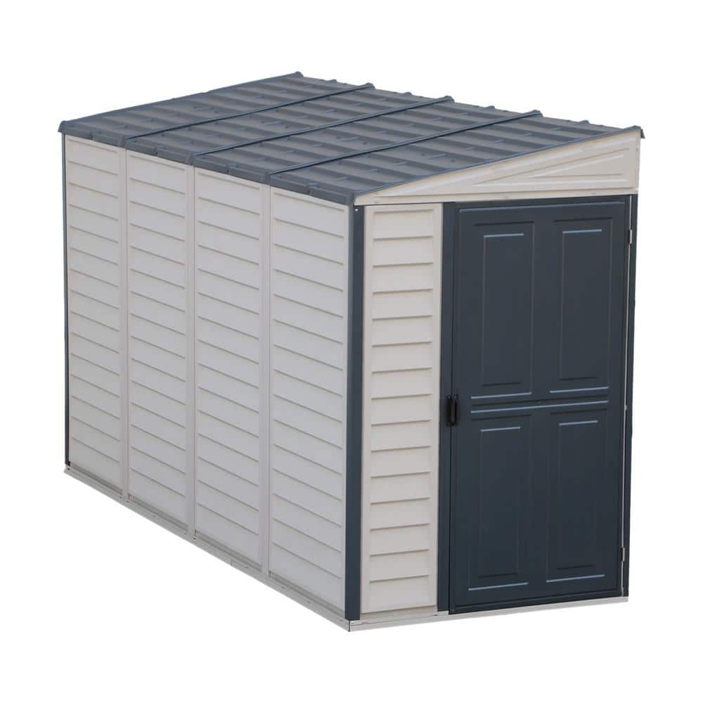 Sidemate 4 ft. x 10 ft. Plastic Vinyl Lean To Shed with Foundation Adobe Co