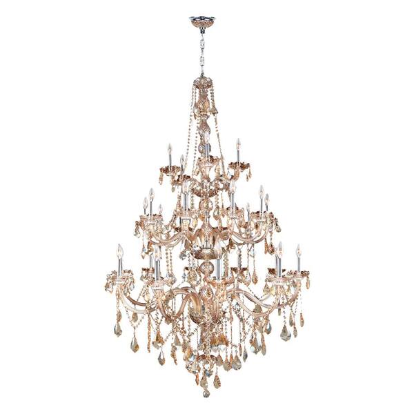 Worldwide Lighting Provence Collection 25-Light Chrome Chandelier with Amber Crystal