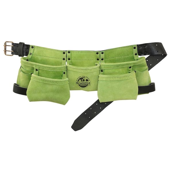 9-Pocket Children Tool Apron in Lime Green Suede Leather
