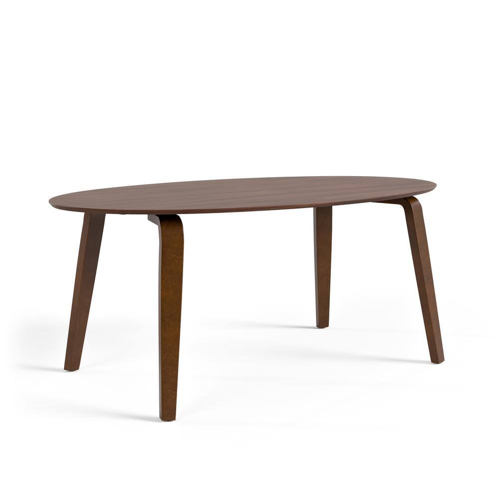 Sandy Cove Mid Century Walnut Wood 71 in. Oval 4 Leg Dining Table