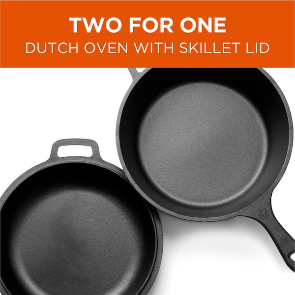 Cuisinel Pre Seasoned Cast Iron Skillet and 7 QT Double Dutch Oven