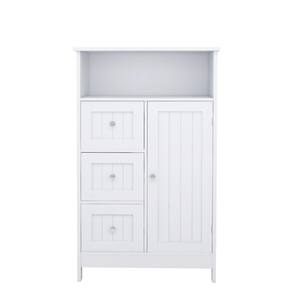 23.62 in. W x 11.8 in. D x 39.57 in. H in White MDF Ready to Assemble Standing Cabinet with 3 Drawers