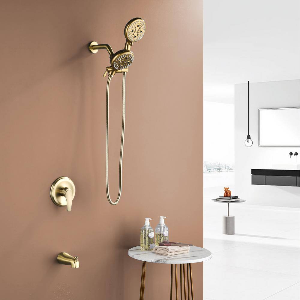 Brushed Gold Multi-Head Rain Shower System with Handheld