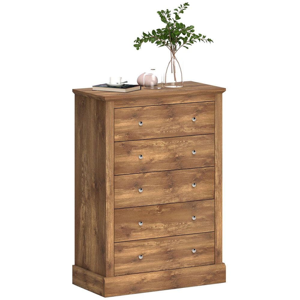 HOMCOM Brown 5 Drawer 31.1 in. Dresser with Distressed Wood Finish 83D-028V80BN - The Home Depot HOMCOM Brown 5 Drawer 31.1 in. Dresser with Distressed Wood Finish 83D-028V80BN - The Home Depot