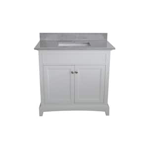 31 in. W x 22 in. D Engineered Stone composite Vanity Top in Gray with White Rectangular Single Sink and Backsplash