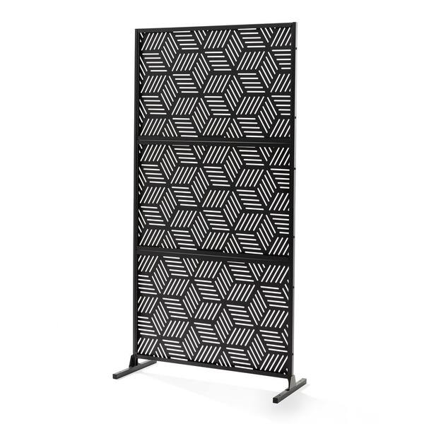 Glitzhome 71.5 in. H Black Galvanized Steel Garden Fence