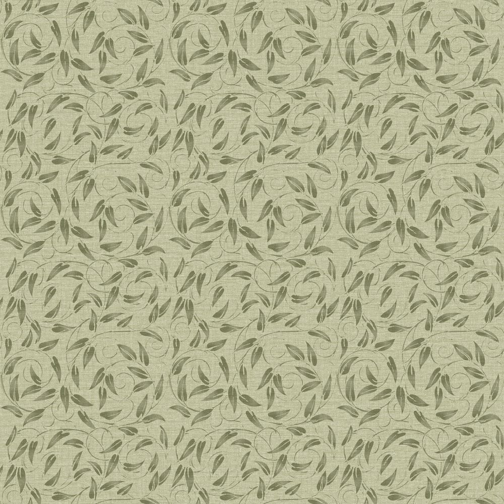 Green Matte Finish Non-Pasted Floral Wallpaper Roll