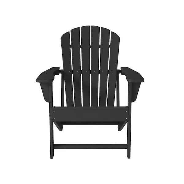 Mondawe Black Outdoor Non-Folding Plastic Adirondack Chair Patio Garden Chair (1-Pack)