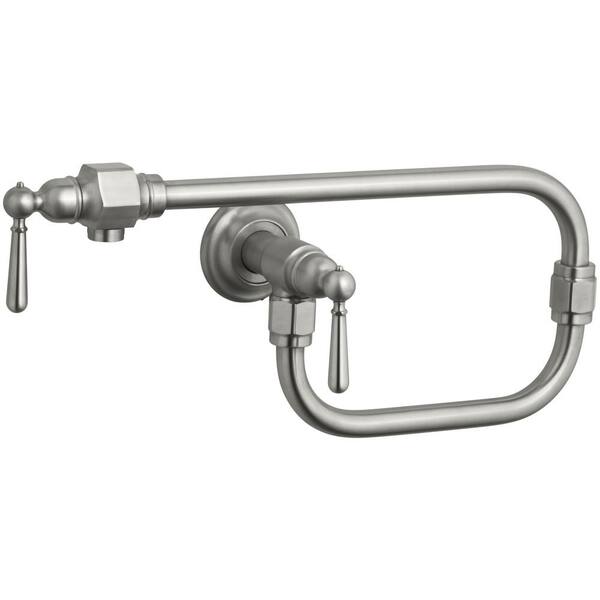 KOHLER HiRise Wall-Mount Pot Filler with Low Arc in Brushed Stainless