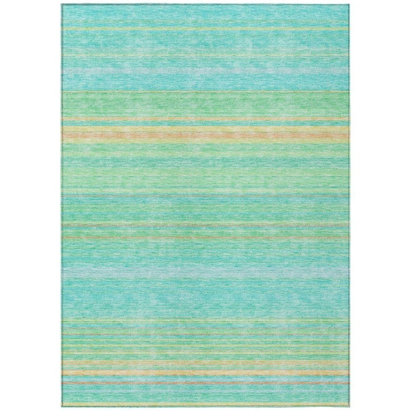 Chantille Machine Washable Indoor/Outdoor Abstract ACN979 Aqua 5 ft. x 7 ft. 6 in. Area Rug