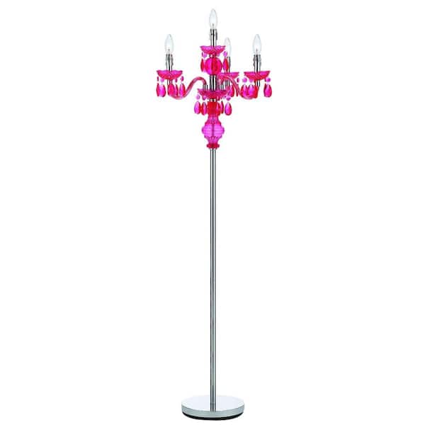 AF Lighting Fulton 59.5 in. Pink Chandelier Floor Lamp