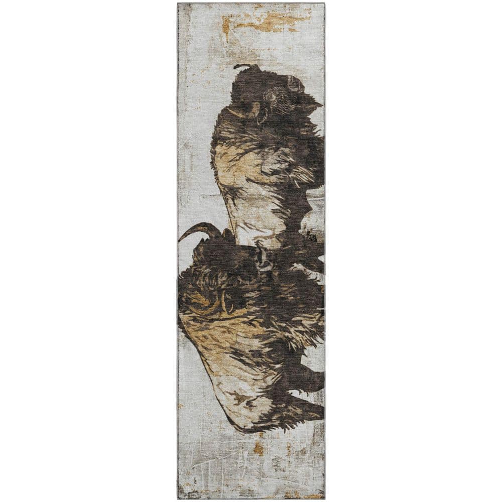 Mayfield Premium Machine Washable Abstract AMF2245 Putty 2 ft. x 7 ft. Runner Rug price history on PriceWatchPro