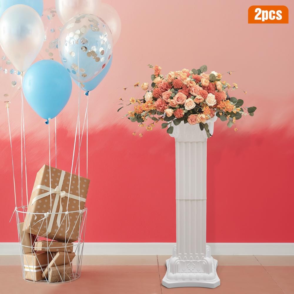 Tall White Plastic Roman Pillar Set for Wedding Decor
