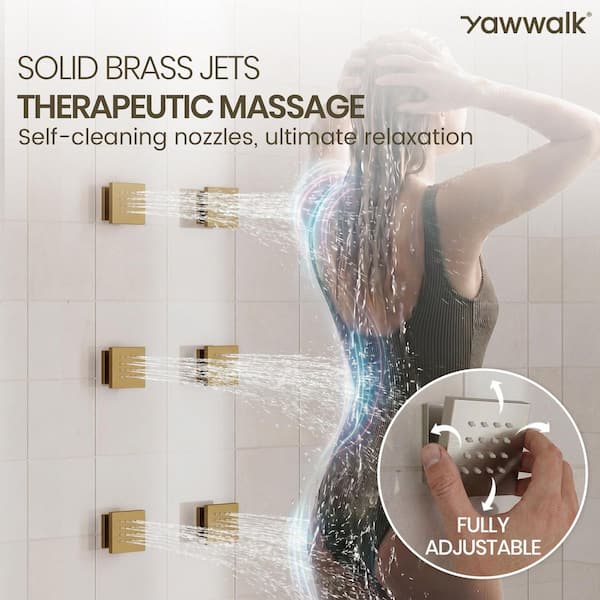 YAWWALK Thermostatic Triple Handles 8-Spray Dual Shower Head