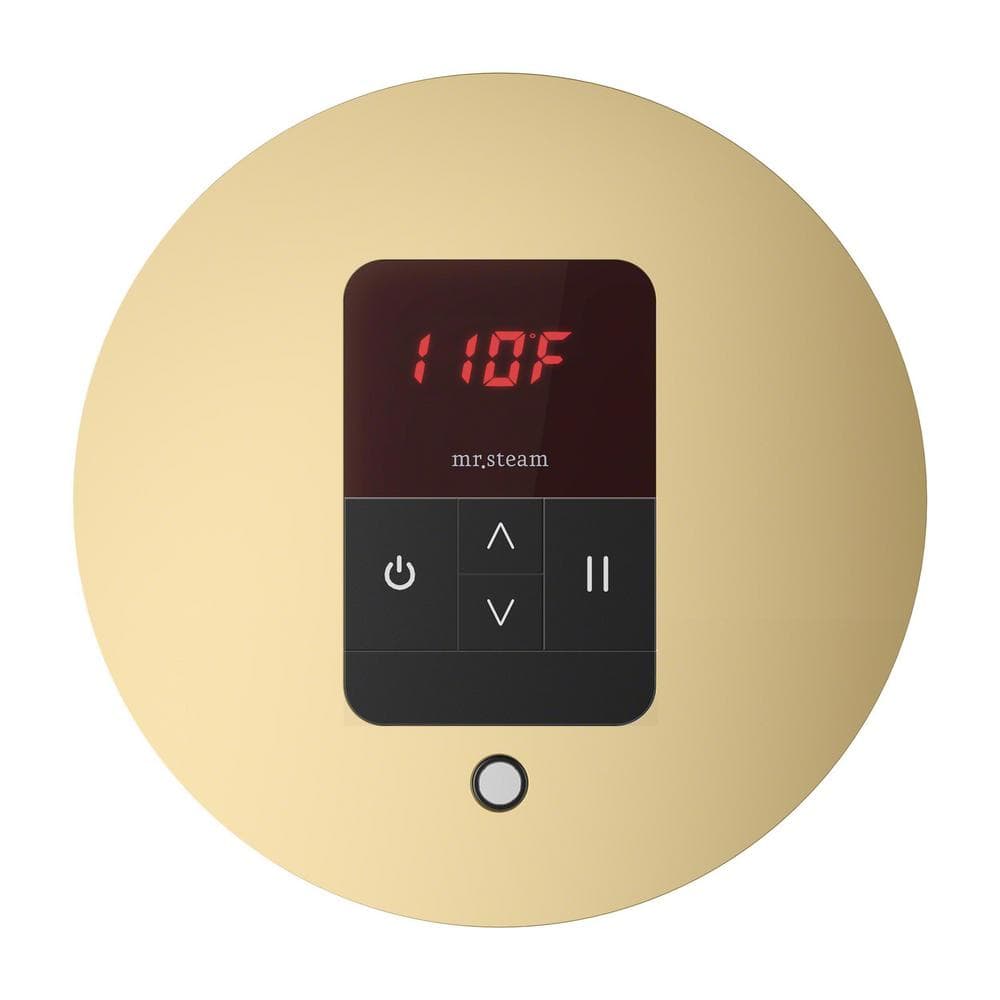 Mr. Steam iTempo Round Steam Shower Control in Satin Brass MSITEMPORD
