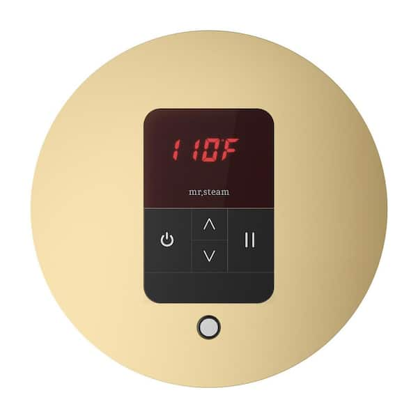 Mr Steam Itempo Round Steam Shower Control In Satin Brass Msitempord