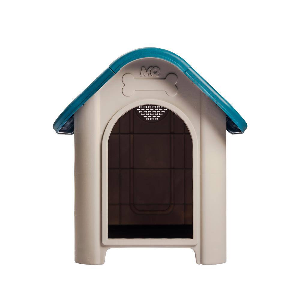 Turquoise and Beige Polypropylene Dog House with Bowl for Small/Medium Breeds