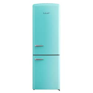RR2 12 cu. ft. Retro Refrigerator Full Size Fridge Bottom Freezer Chrome Handle Frost Free LED Multiflow 360° Turquoise