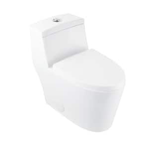 1-Piece 1.1/1.6 GPF Dual Flush Elongated Wall Hung Toilets in White, Soft Closing Seat Included