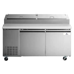 71 in. W 17 cu. ft. Commercial Pizza Prep Table Refrigerator Cooler in Stainless Steel