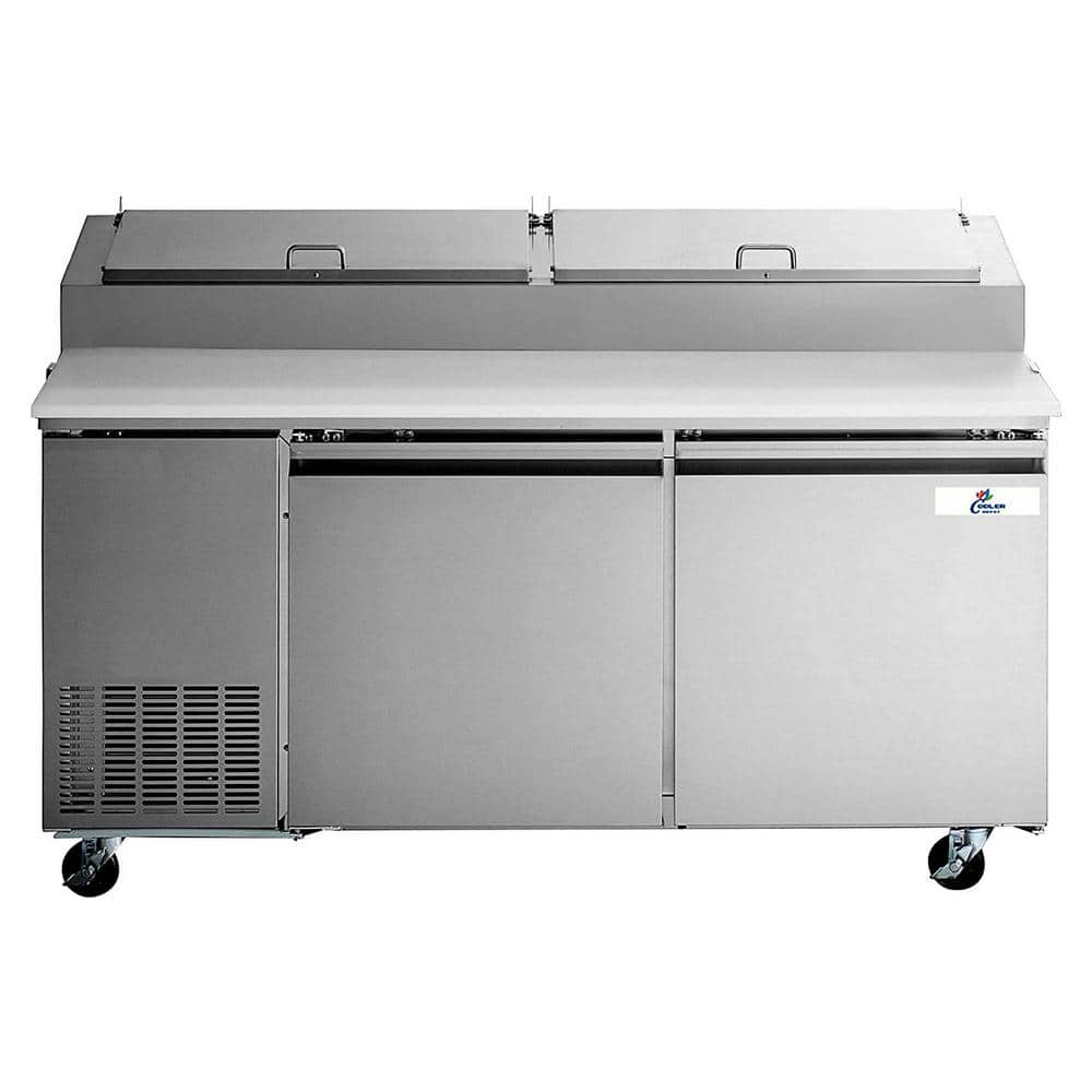 Cooler Depot 71 in. W 17 cu. ft. Commercial Pizza Prep Table Refrigerator Cooler in Stainless Steel