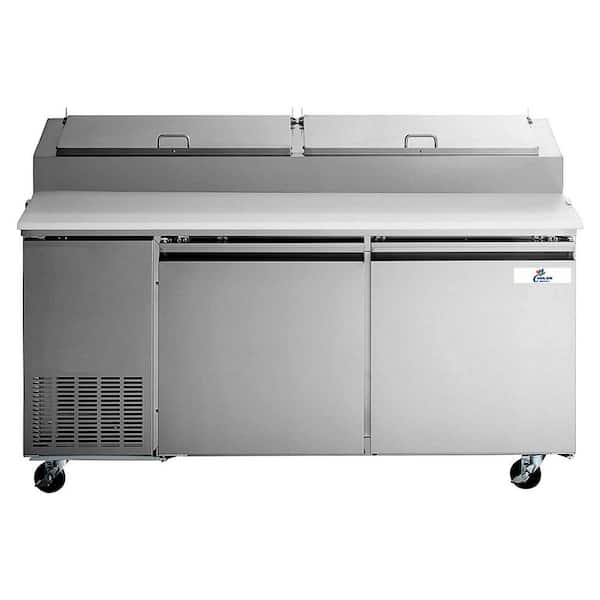 Cooler Depot 71 in. W 17 cu. ft. Commercial Pizza Prep Table Refrigerator Cooler in Stainless Steel
