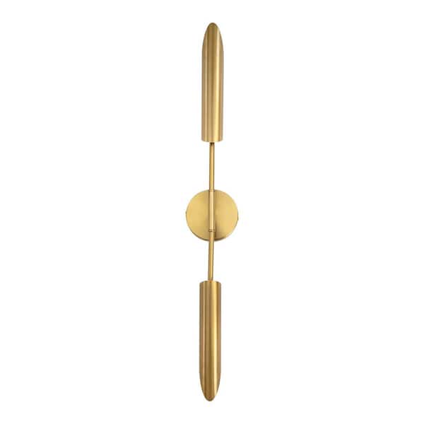 OUKANING 2.36 in. 2-Light Gold Modern Wall Sconce Wall Light with Gold Metal Shade, No Bulbs Included