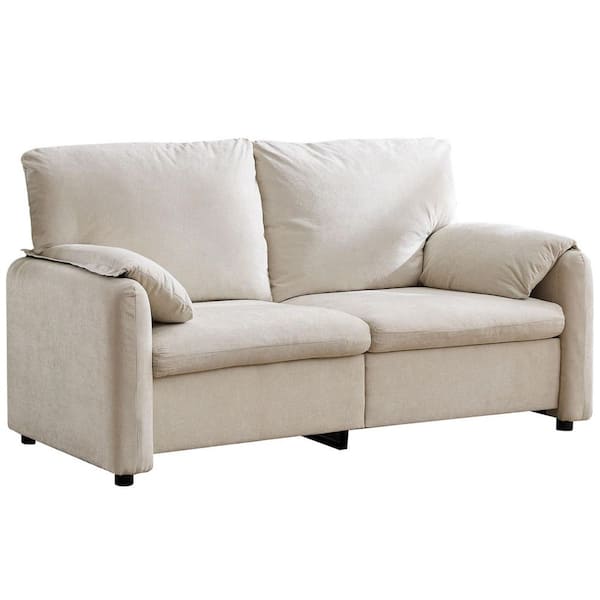 anpport Luxury 71.26 in. Beige Chenille 2-Seater Loveseat with Pillow Top Arm