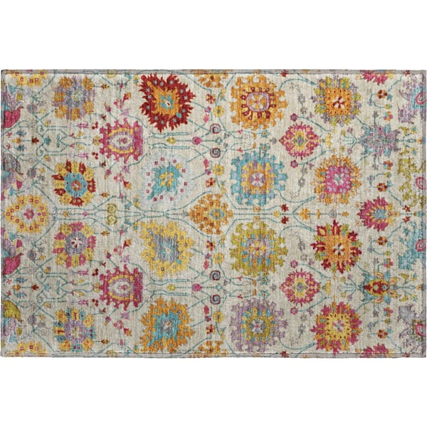 Mayfield Premium Machine Washable Abstract AMF2288 Linen 3 ft. x 4 ft. Area Rug
