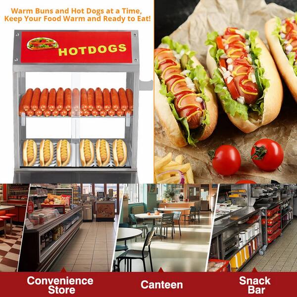 Garvee 2-Tier Hot Dog Steamer with Bun Warmer Commercial